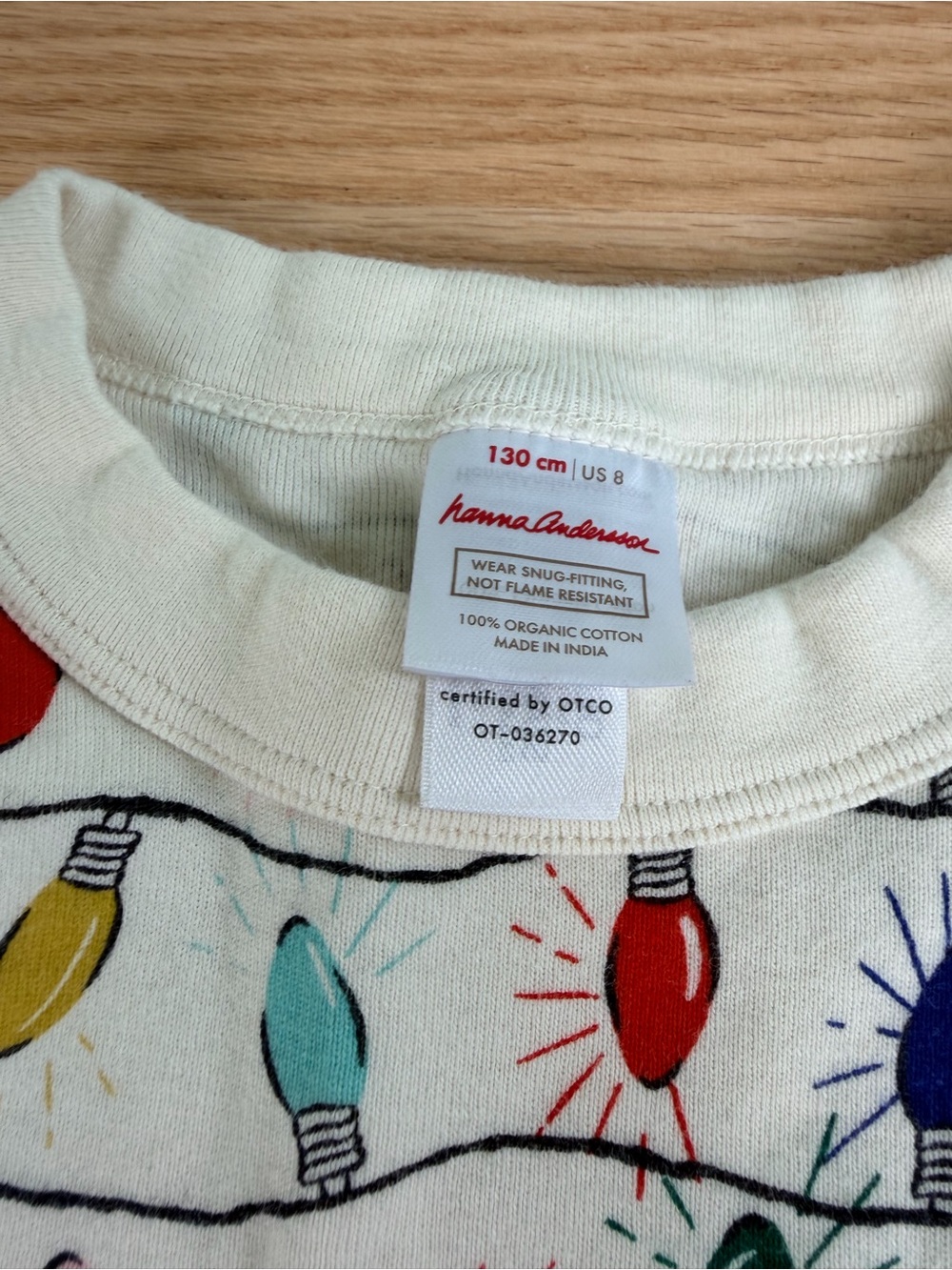 Hanna Andersson Organic Cotton Christmas Lights Pajama Set Size 8 - Picture 2 of 5